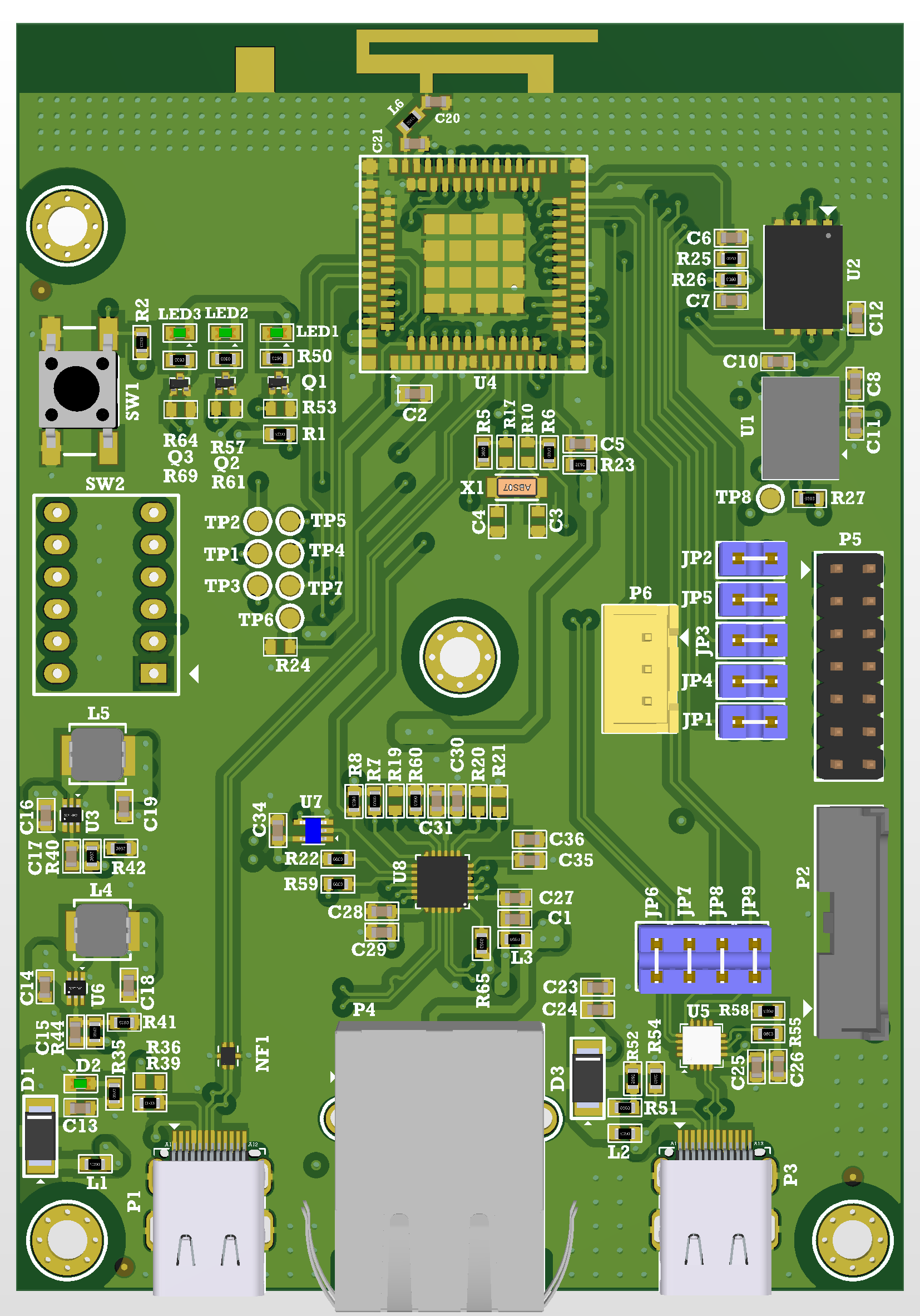 3D rendered board for IM100 Wireless Communication for Medical Devices
